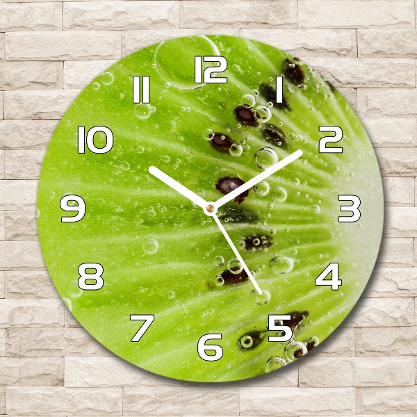 Round glass clock Kiwi