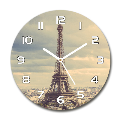 Round wall clock Eiffel Paris tower