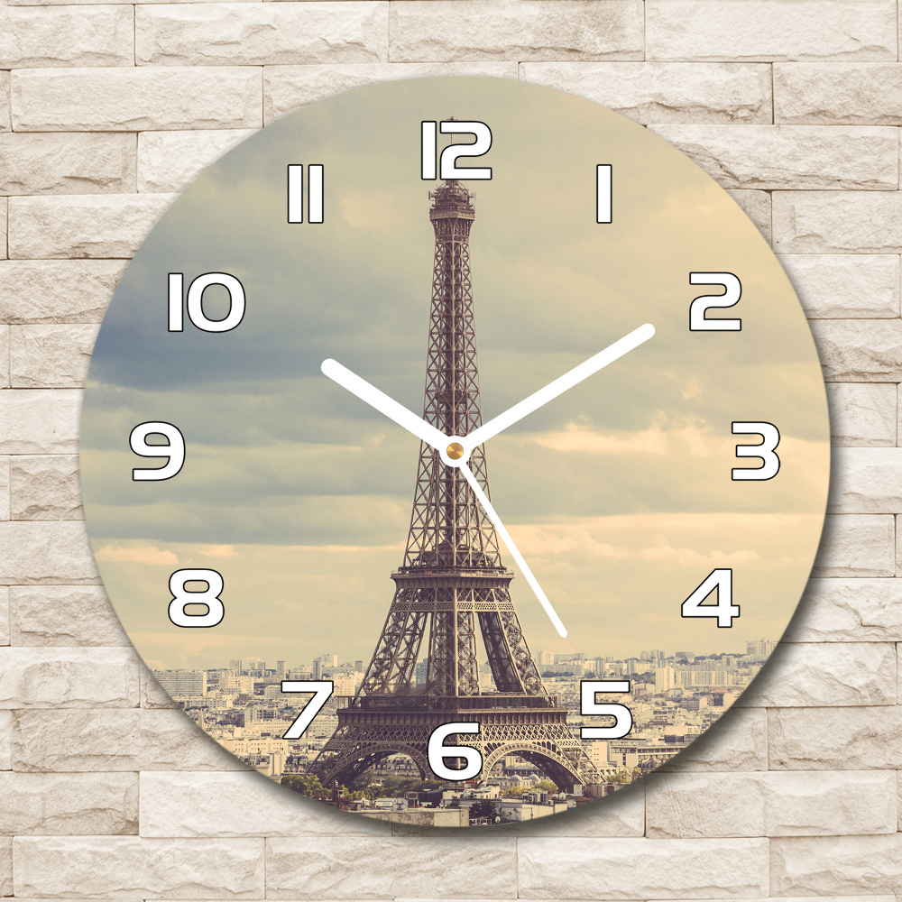 Round wall clock Eiffel Paris tower