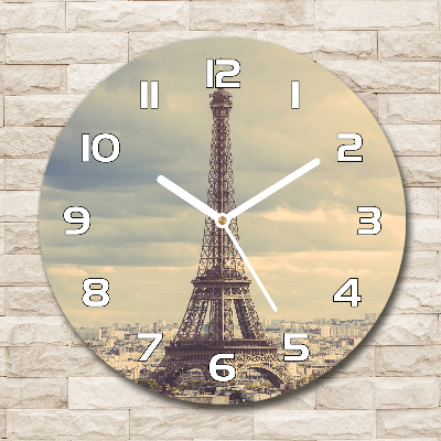 Round wall clock Eiffel Paris tower