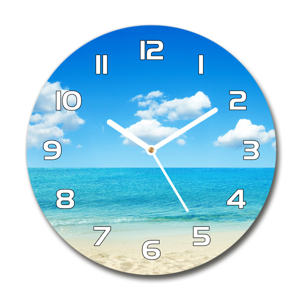 Round glass wall clock Paradise beach