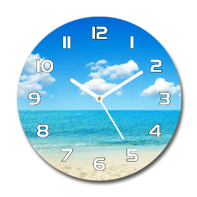 Round glass wall clock Paradise beach