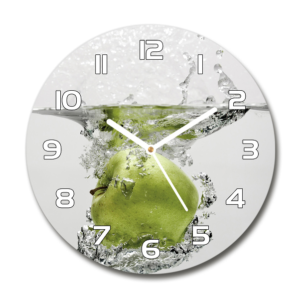 Round glass wall clock Apple under water