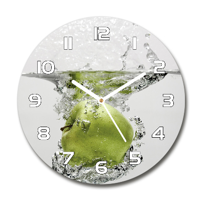 Round glass wall clock Apple under water