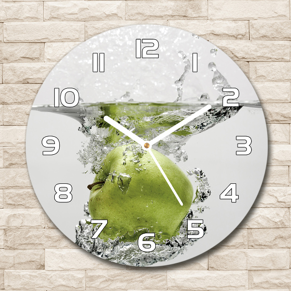 Round glass wall clock Apple under water