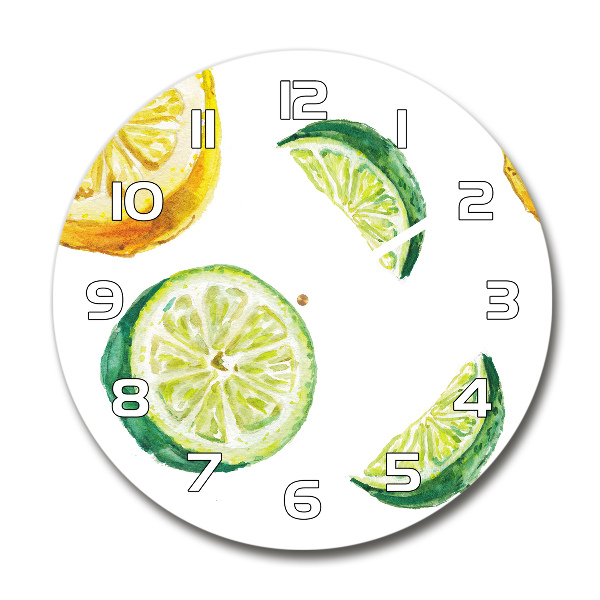 Round clock glass Lemon and lime