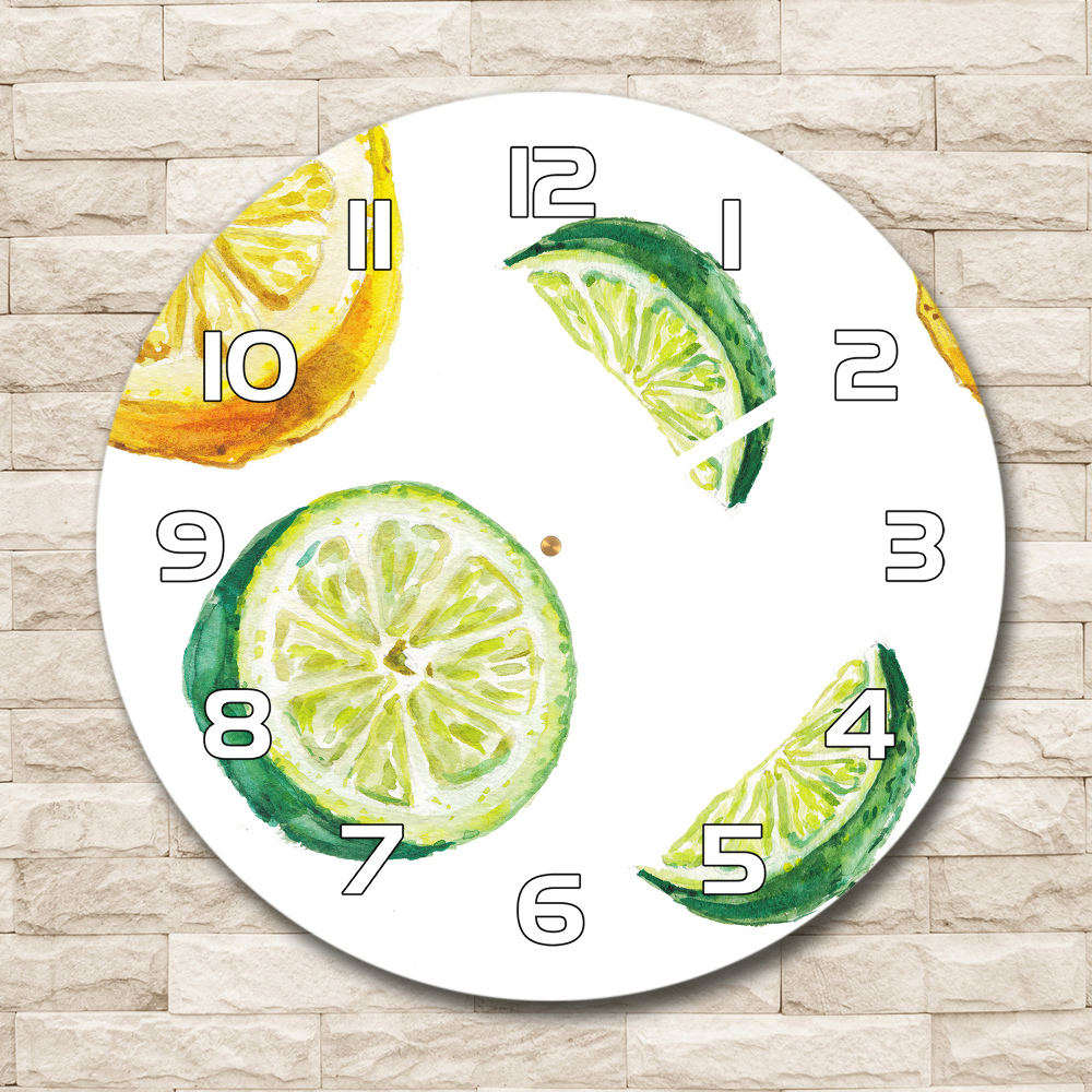 Round clock glass Lemon and lime