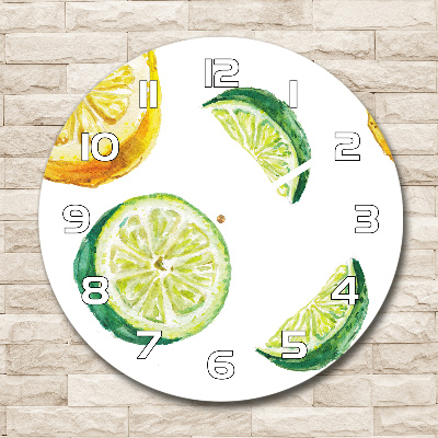 Round clock glass Lemon and lime