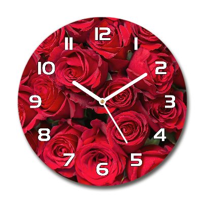 Round wall clock Red roses