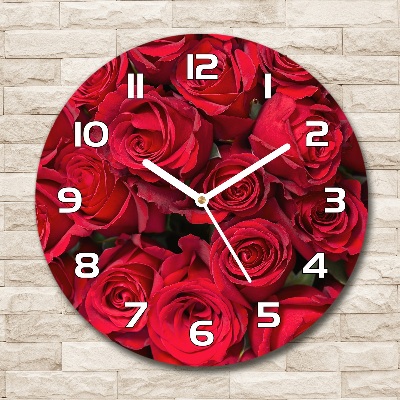 Round wall clock Red roses