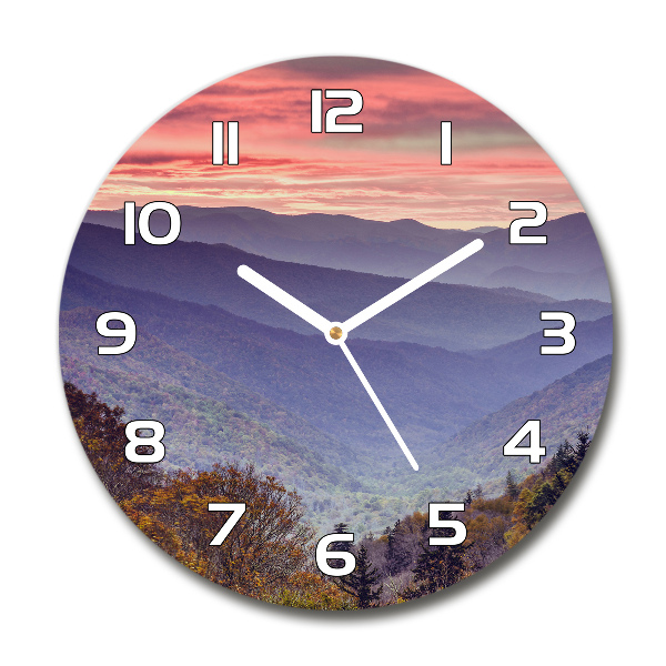 Round wall clock Sunset of the mountain