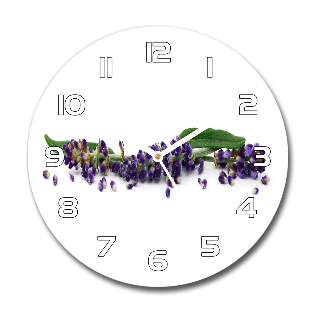 Round glass clock Lavender