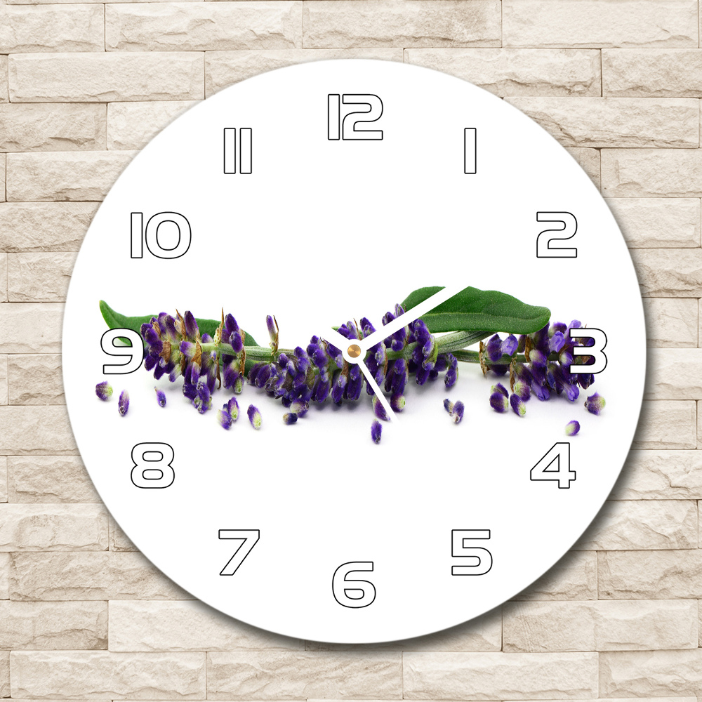 Round glass clock Lavender