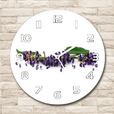 Round glass clock Lavender