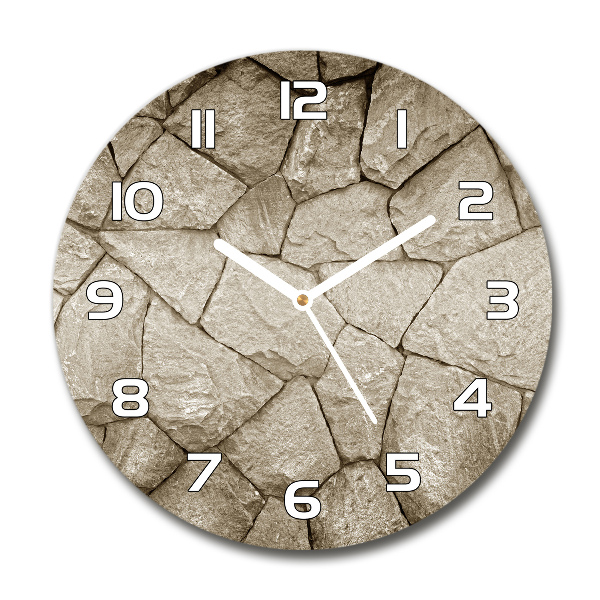 Round glass wall clock Stone wall