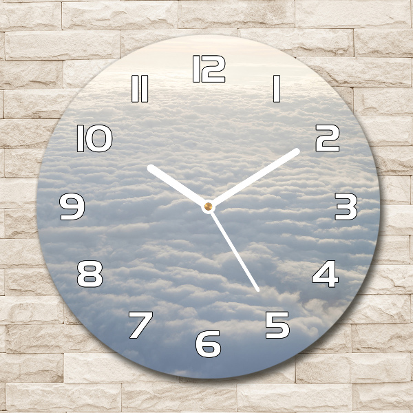 Round wall clock Flight over the clouds