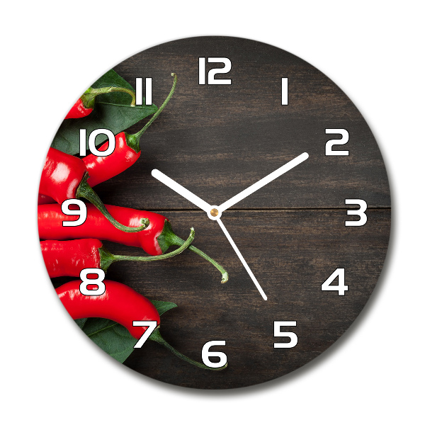 Round glass wall clock Chilli peppers