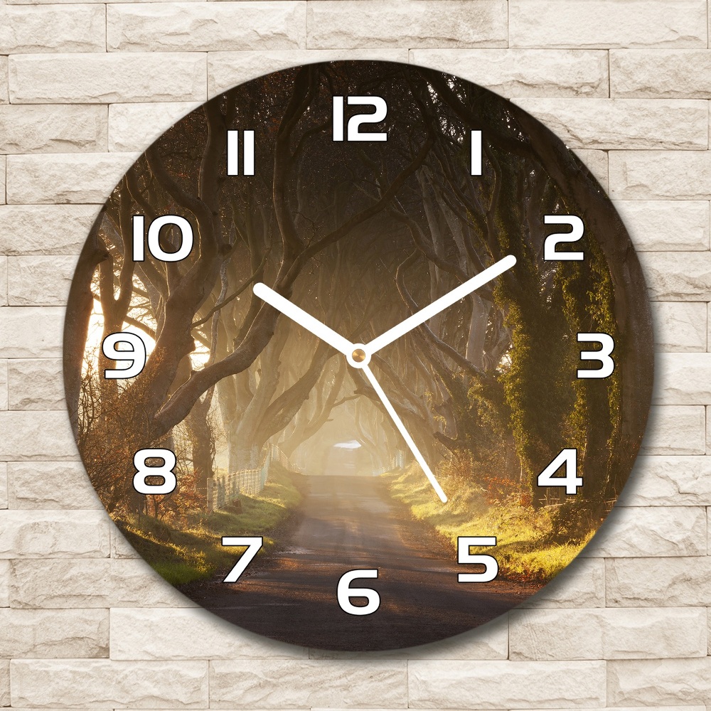 Round wall clock Fog in the forest