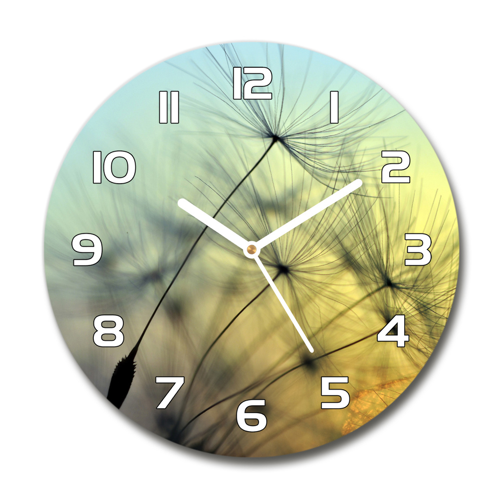 Round glass clock Dandelion seeds