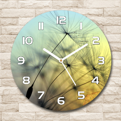 Round glass clock Dandelion seeds