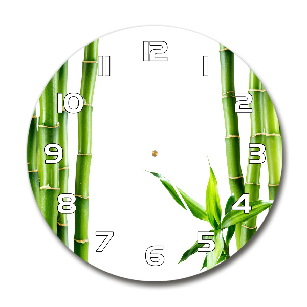 Round glass wall clock Bamboo