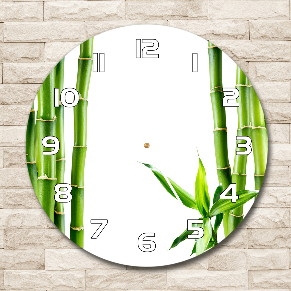 Round glass wall clock Bamboo