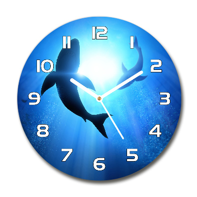 Round wall clock Two sharks