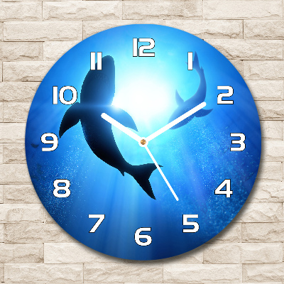 Round wall clock Two sharks