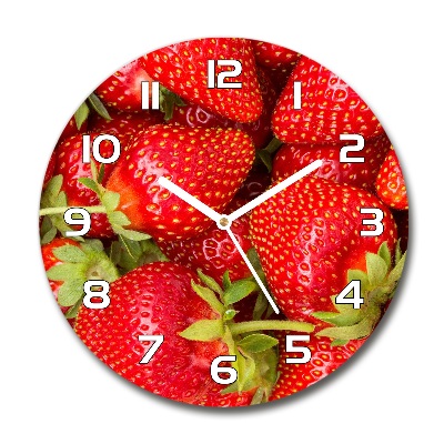 Round glass clock Strawberries