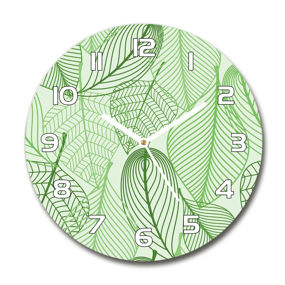 Round wall clock Pattern leaves