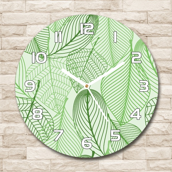 Round wall clock Pattern leaves