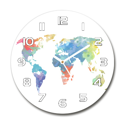 Round wall clock world map