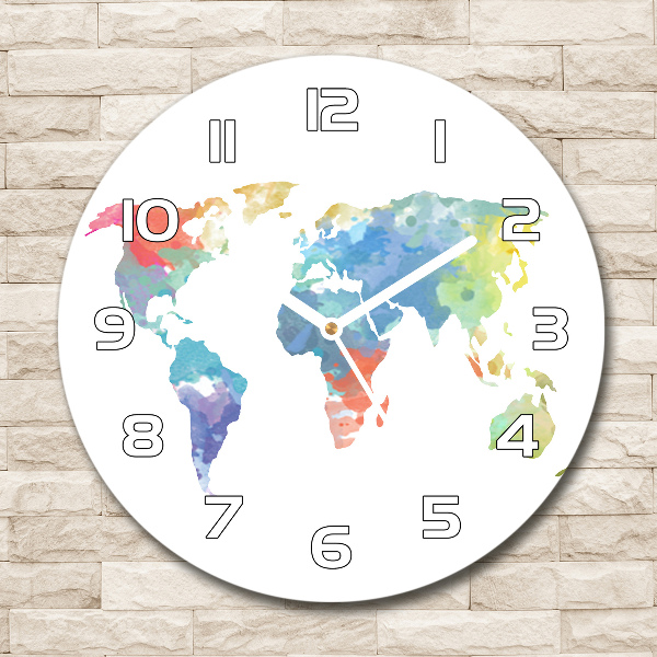 Round wall clock world map