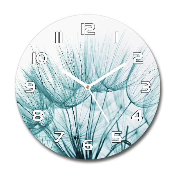 Round glass wall clock Dandelion seeds