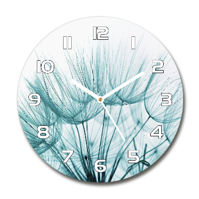 Round glass wall clock Dandelion seeds