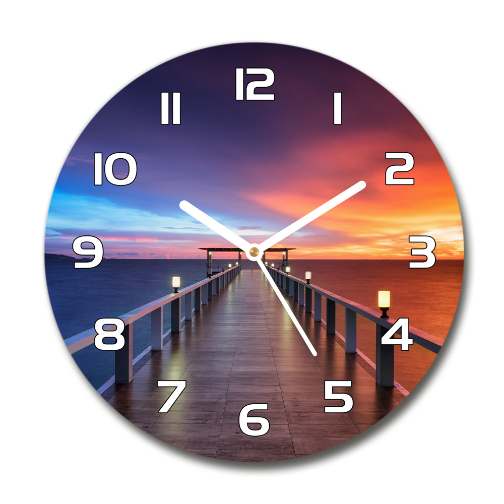 Round wall clock Wooden bridge