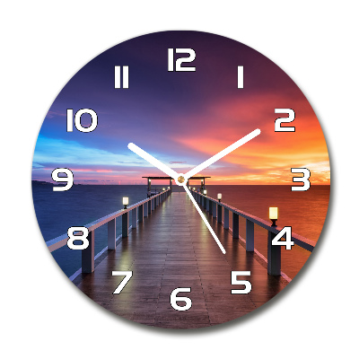 Round wall clock Wooden bridge