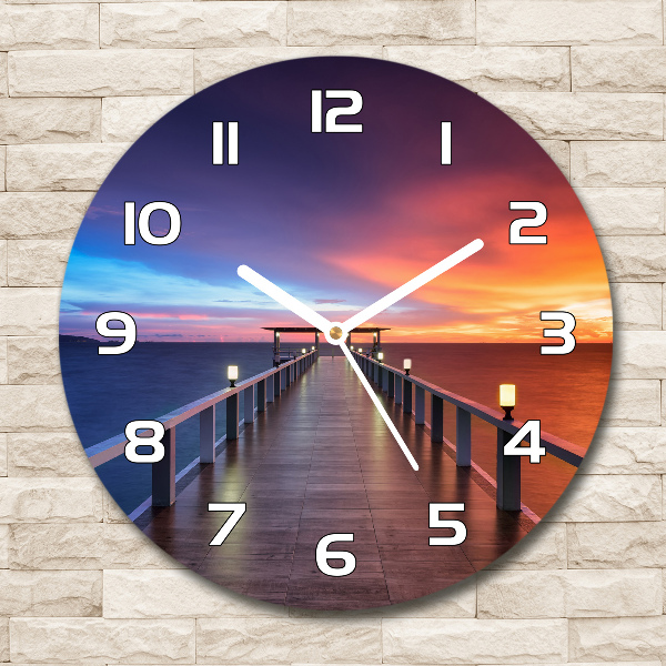 Round wall clock Wooden bridge