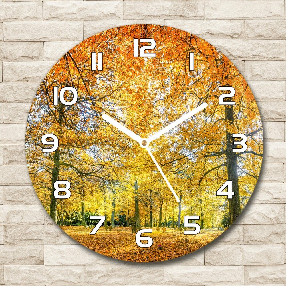 Round wall clock Forest in autumn