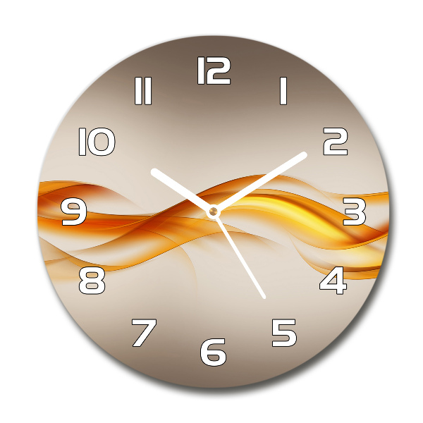 Round glass wall clock Wave abstraction