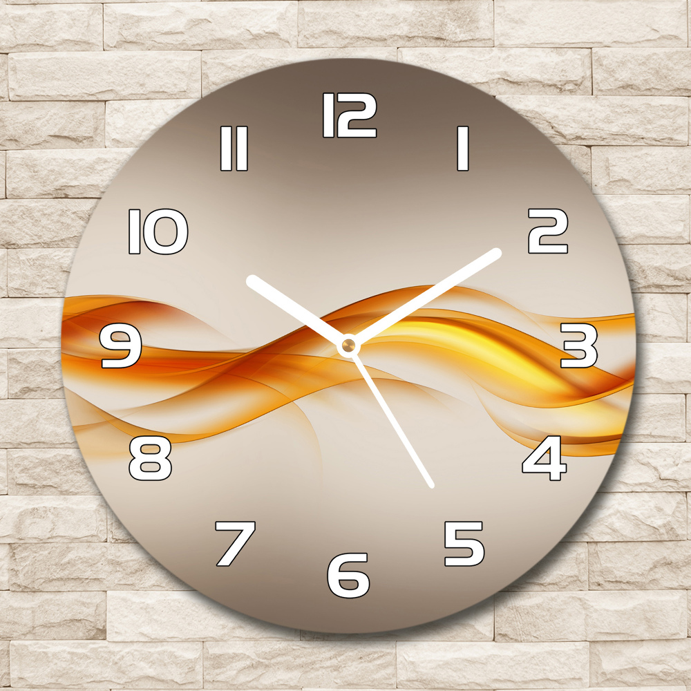 Round glass wall clock Wave abstraction