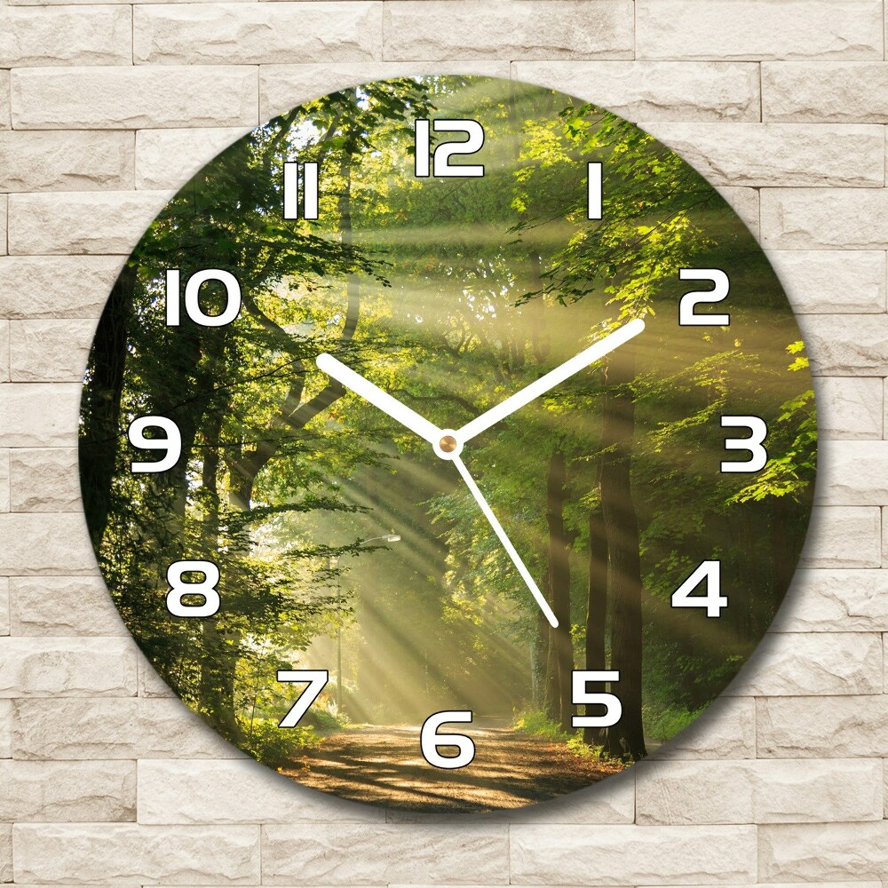 Round wall clock Forest in the sun