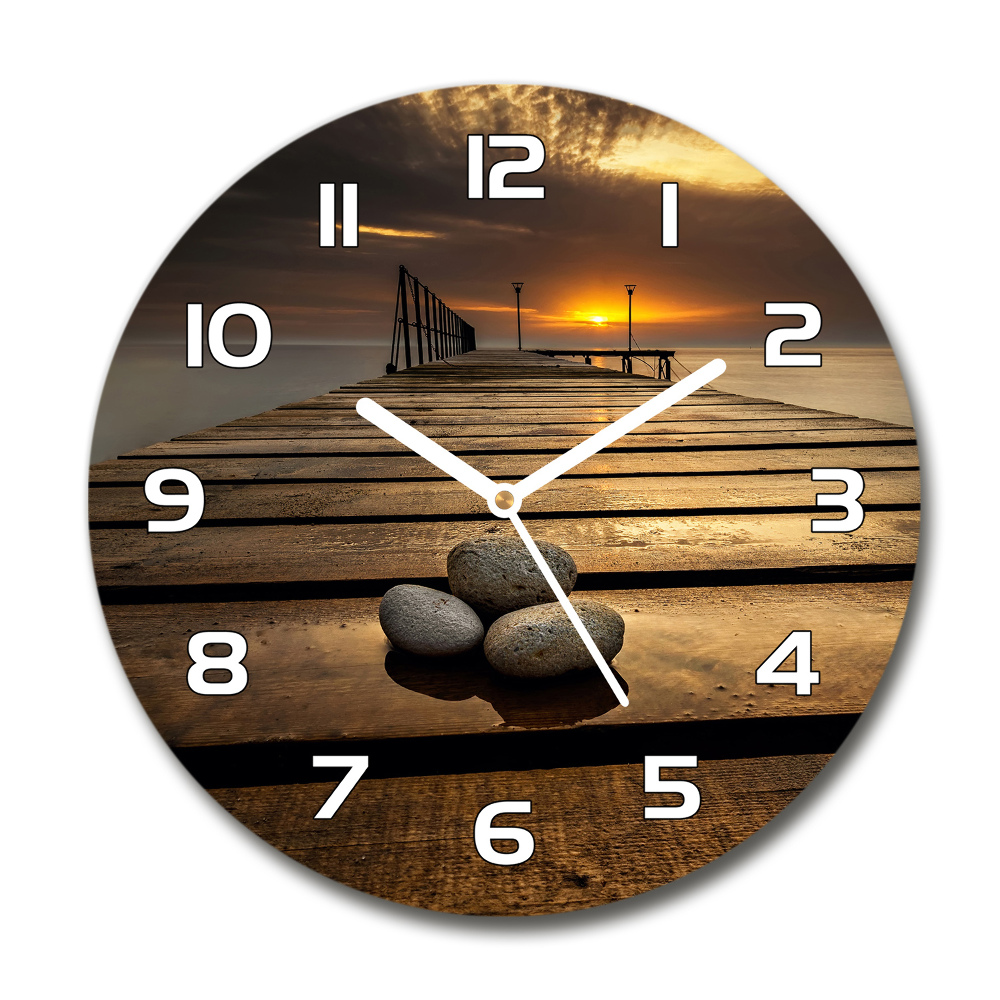 Round wall clock Wooden pier