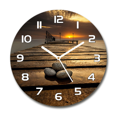 Round wall clock Wooden pier