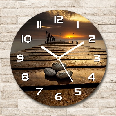 Round wall clock Wooden pier