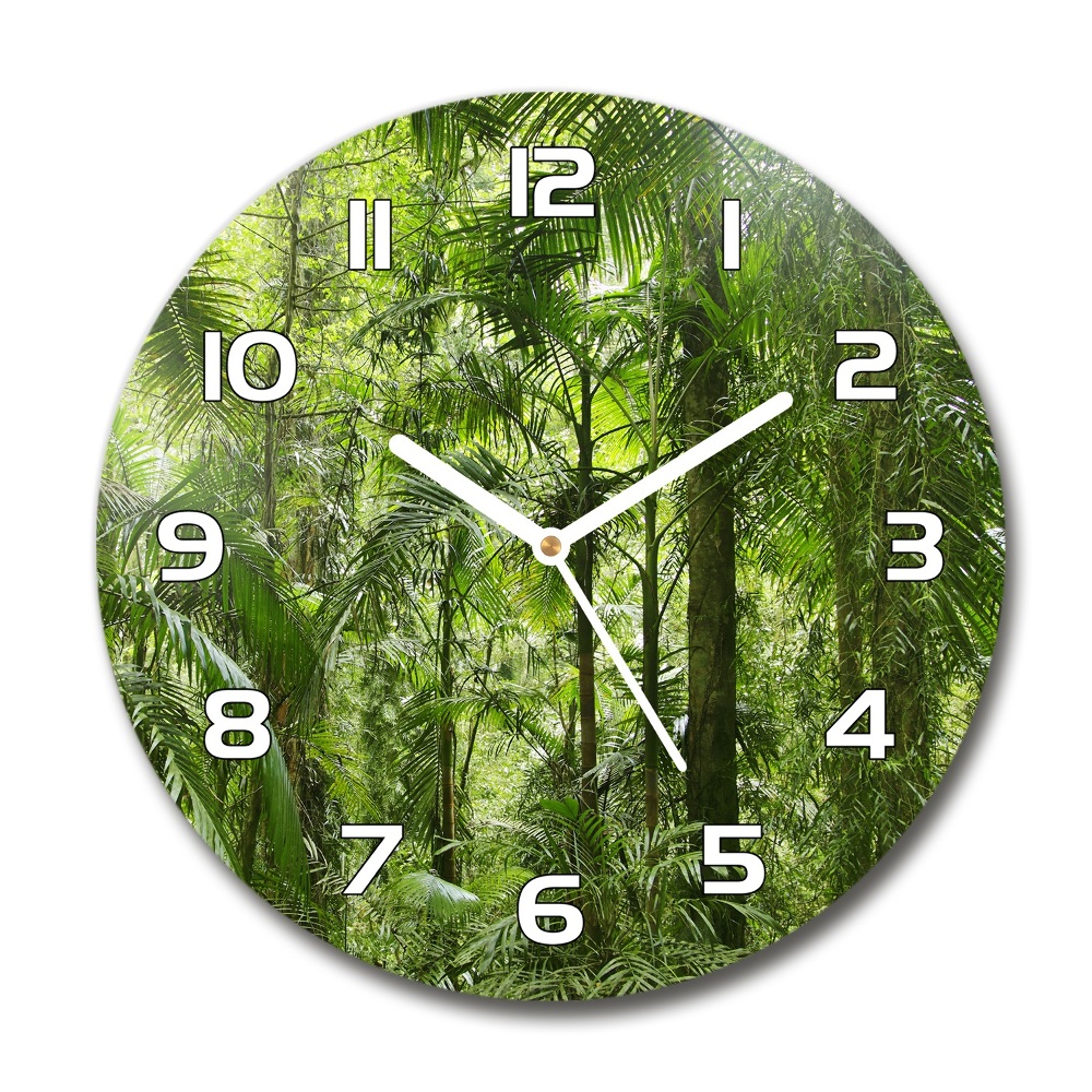 Round wall clock tropical forest