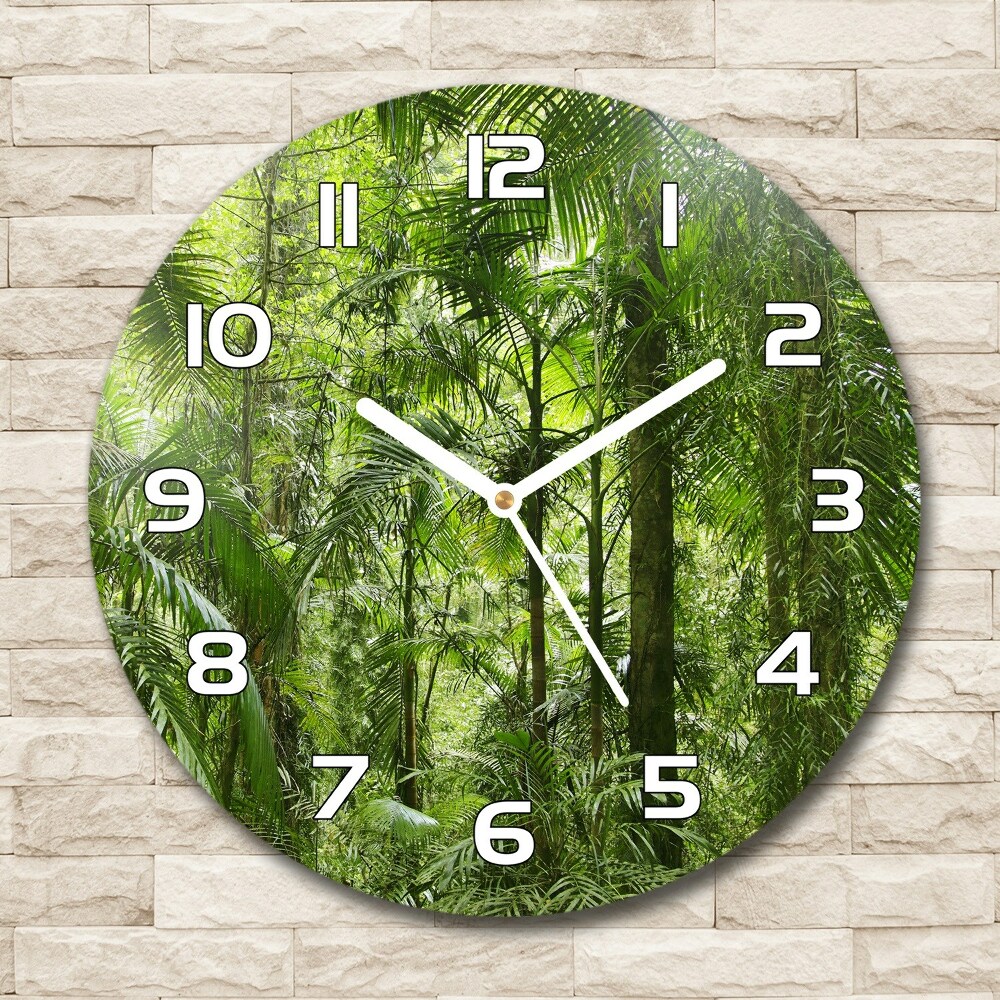 Round wall clock tropical forest