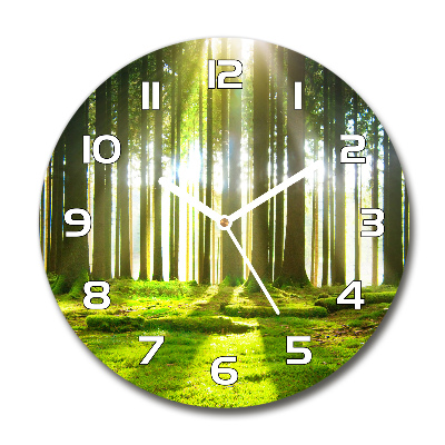 Round wall clock Forest in the sun