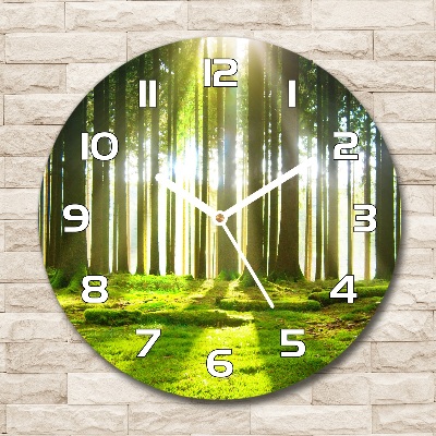 Round wall clock Forest in the sun