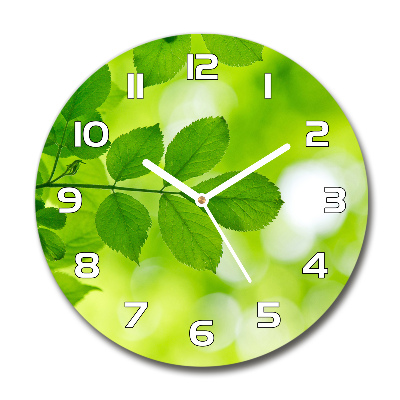 Round wall clock Green leaves